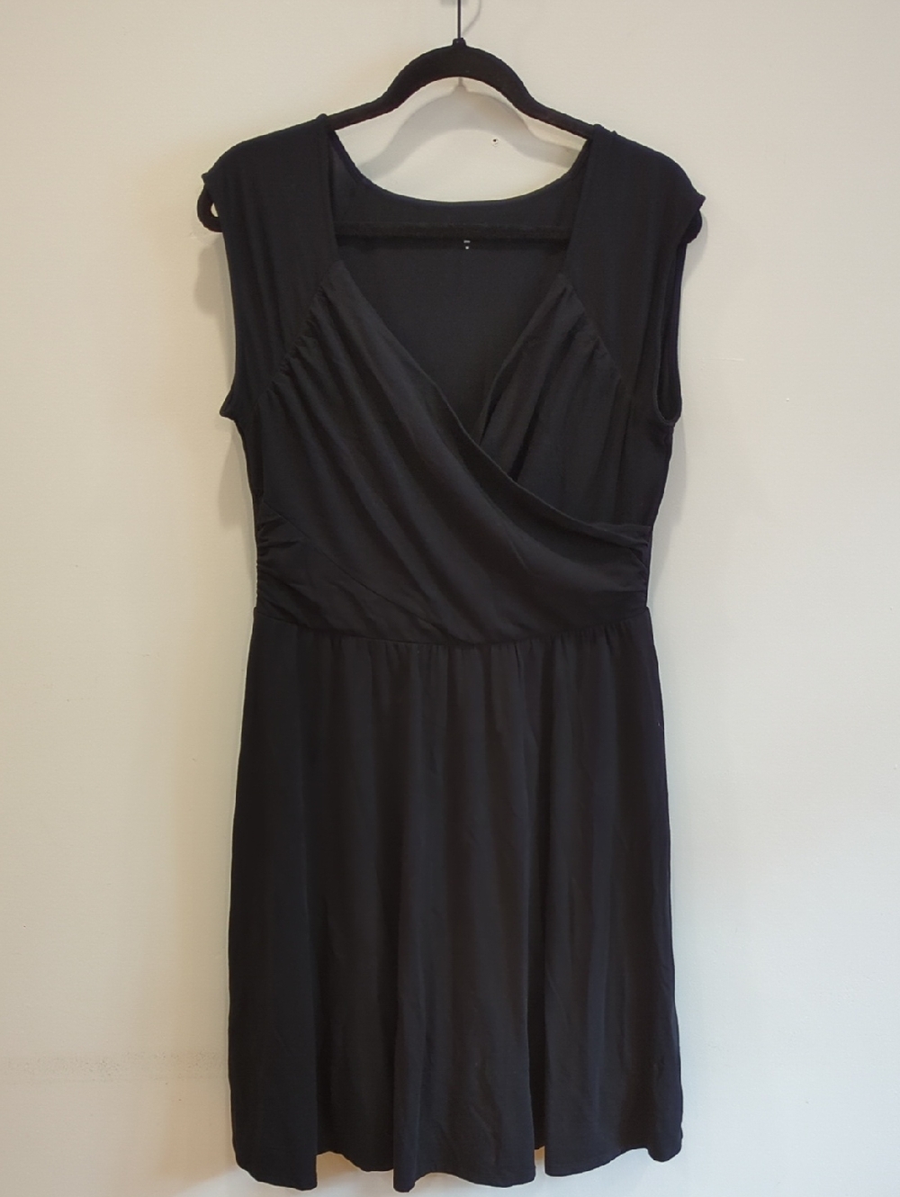 Garnet Hill Black Sleeveless Wrap-Style Mini Dress